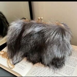 NWT Premium Natural Fox Fur Bag, Crossbody, Clutch